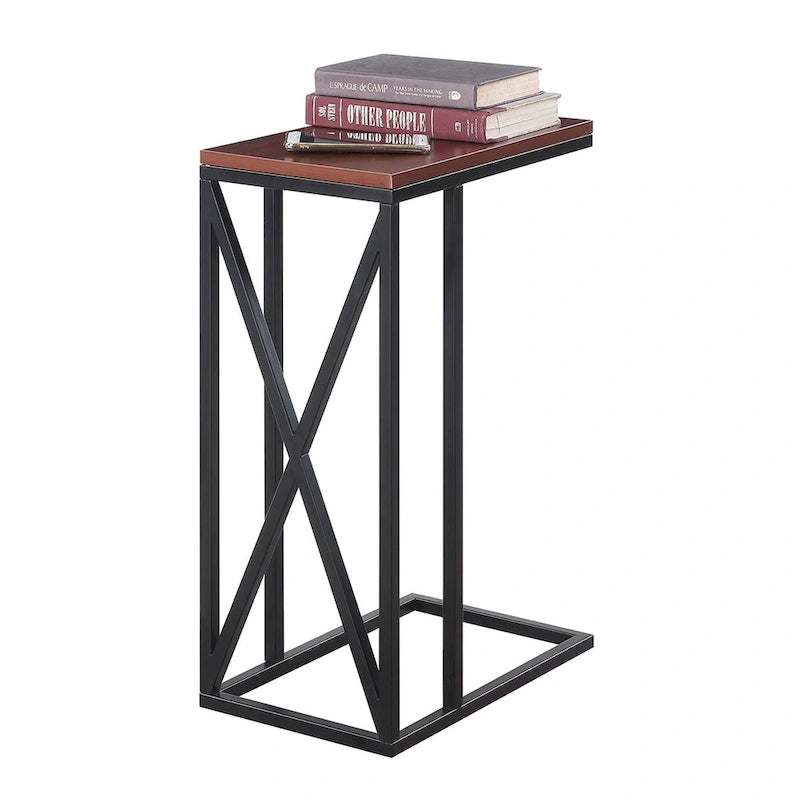 Table d'appoint de canapé en forme de C avec cadre en métal thermolaqué pour salon