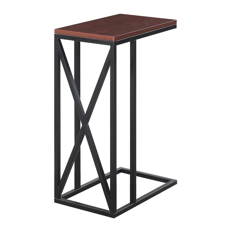 Table d'appoint de canapé en forme de C avec cadre en métal thermolaqué pour salon
