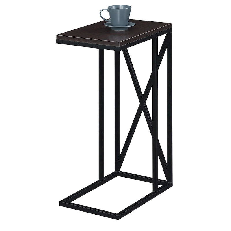 Table d'appoint de canapé en forme de C avec cadre en métal thermolaqué pour salon