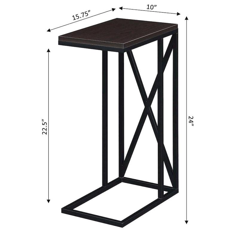 Table d'appoint de canapé en forme de C avec cadre en métal thermolaqué pour salon