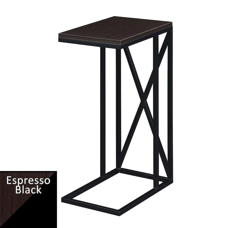 Table d'appoint de canapé en forme de C avec cadre en métal thermolaqué pour salon