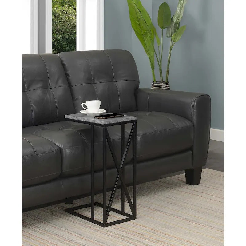 Table d'appoint de canapé en forme de C avec cadre en métal thermolaqué pour salon
