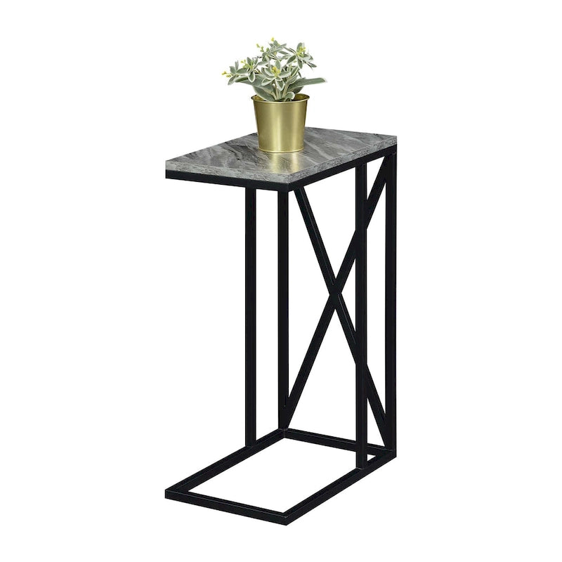Table d'appoint de canapé en forme de C avec cadre en métal thermolaqué pour salon