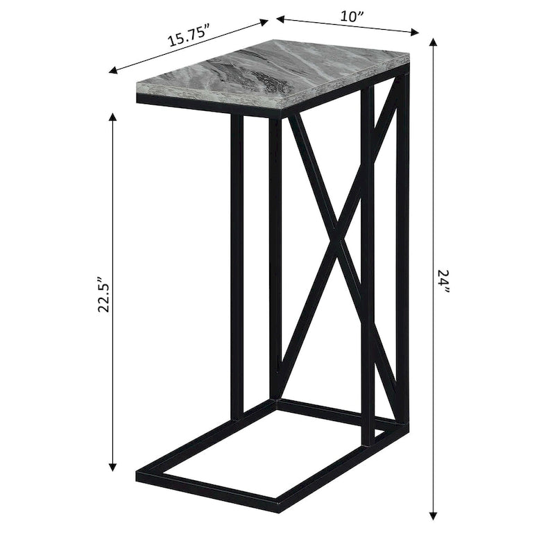 Table d'appoint de canapé en forme de C avec cadre en métal thermolaqué pour salon