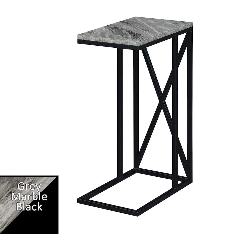 Table d'appoint de canapé en forme de C avec cadre en métal thermolaqué pour salon
