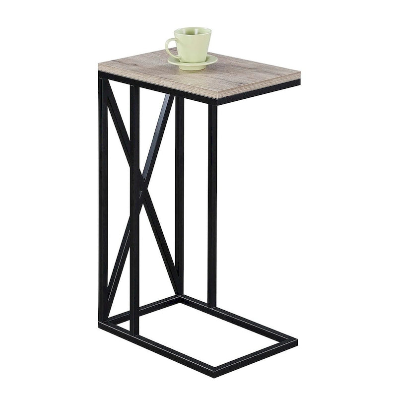 Table d'appoint de canapé en forme de C avec cadre en métal thermolaqué pour salon