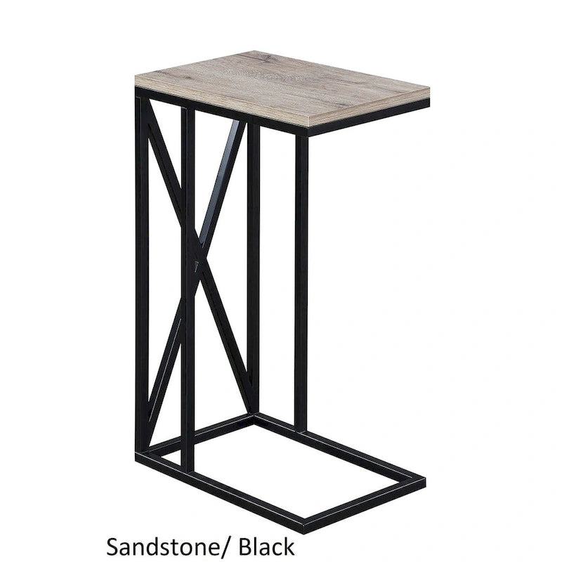 Table d'appoint de canapé en forme de C avec cadre en métal thermolaqué pour salon