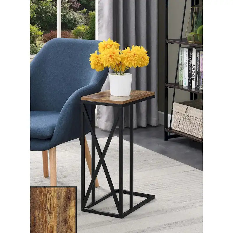 Table d'appoint de canapé en forme de C avec cadre en métal thermolaqué pour salon