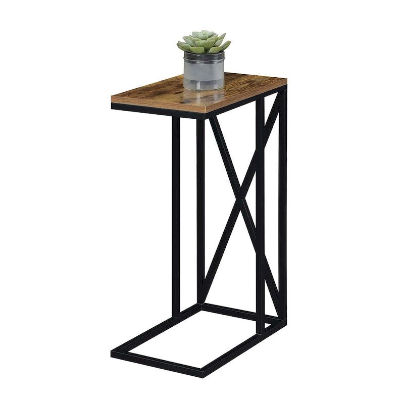 Table d'appoint de canapé en forme de C avec cadre en métal thermolaqué pour salon