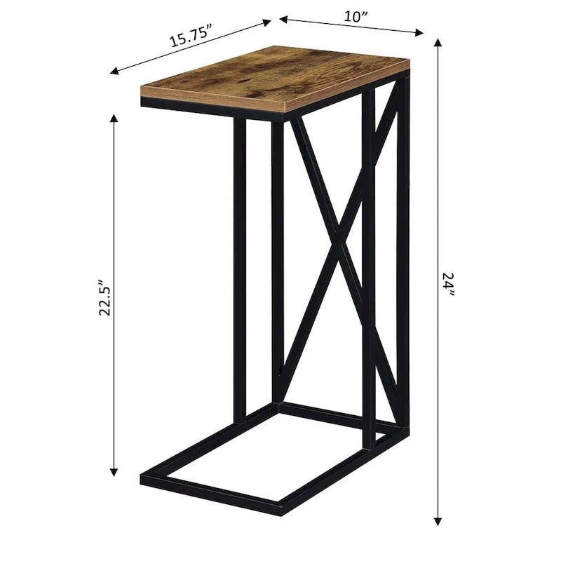 Table d'appoint de canapé en forme de C avec cadre en métal thermolaqué pour salon