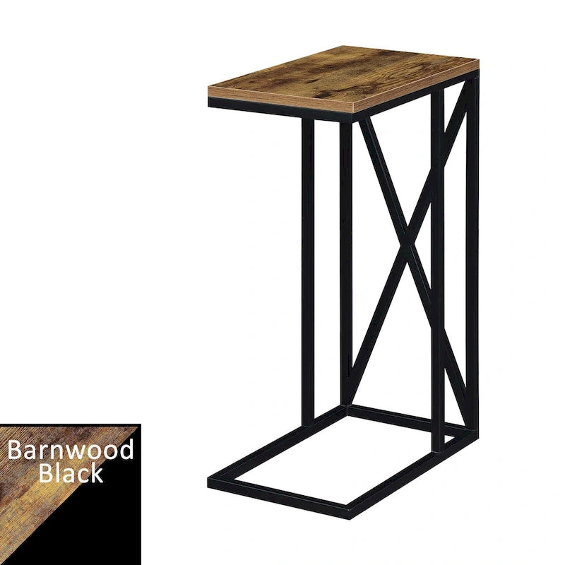 Table d'appoint de canapé en forme de C avec cadre en métal thermolaqué pour salon