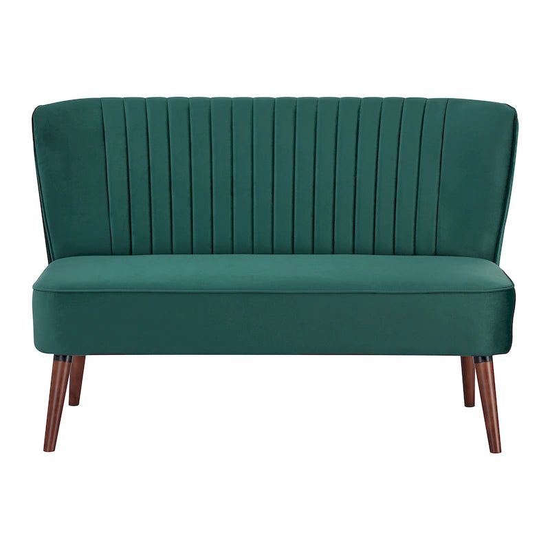 Causeuse canapé moderne du milieu du siècle sans accoudoirs en velours polyester avec pieds en bouleau massif – 132 cm