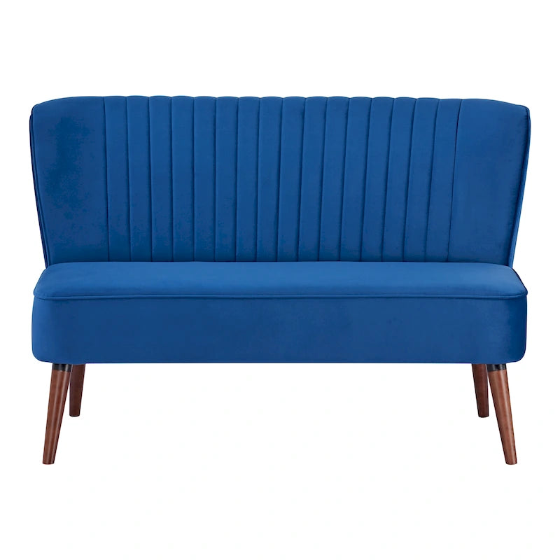 Causeuse canapé moderne du milieu du siècle sans accoudoirs en velours polyester avec pieds en bouleau massif – 132 cm