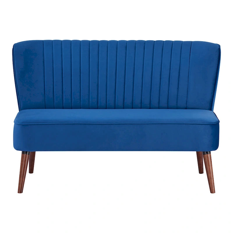Causeuse canapé moderne du milieu du siècle sans accoudoirs en velours polyester avec pieds en bouleau massif – 132 cm