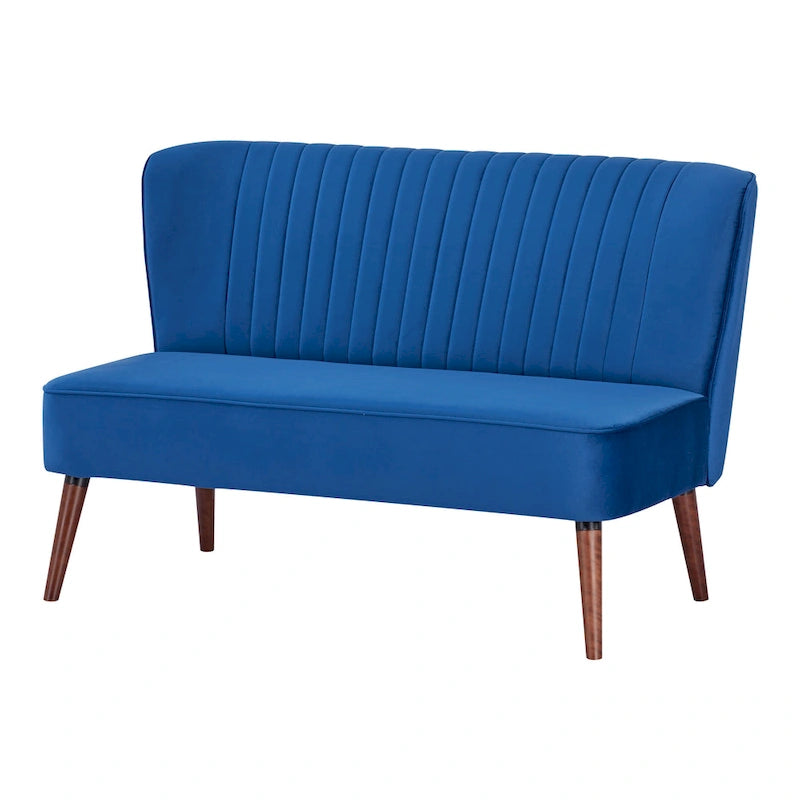 Causeuse canapé moderne du milieu du siècle sans accoudoirs en velours polyester avec pieds en bouleau massif – 132 cm