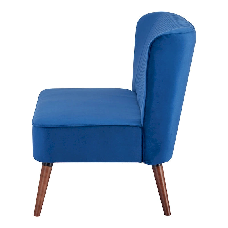 Causeuse canapé moderne du milieu du siècle sans accoudoirs en velours polyester avec pieds en bouleau massif – 132 cm