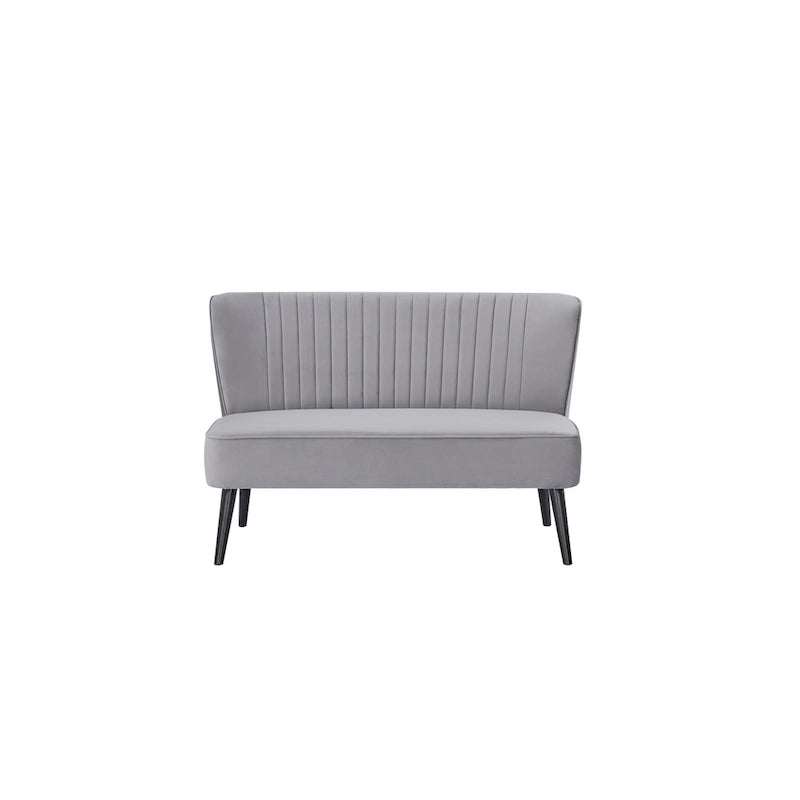 Causeuse canapé moderne du milieu du siècle sans accoudoirs en velours polyester avec pieds en bouleau massif – 132 cm