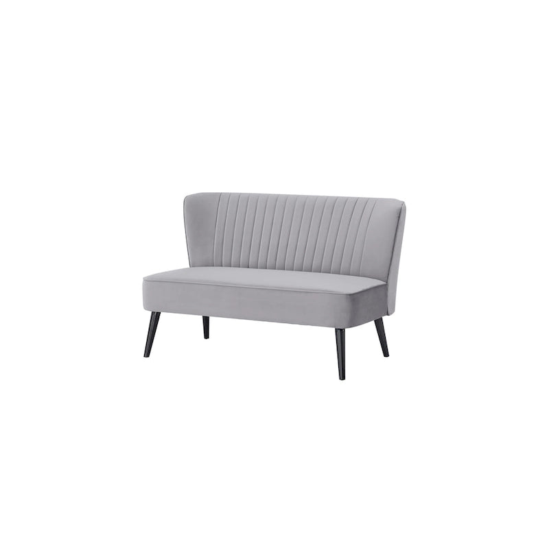 Causeuse canapé moderne du milieu du siècle sans accoudoirs en velours polyester avec pieds en bouleau massif – 132 cm