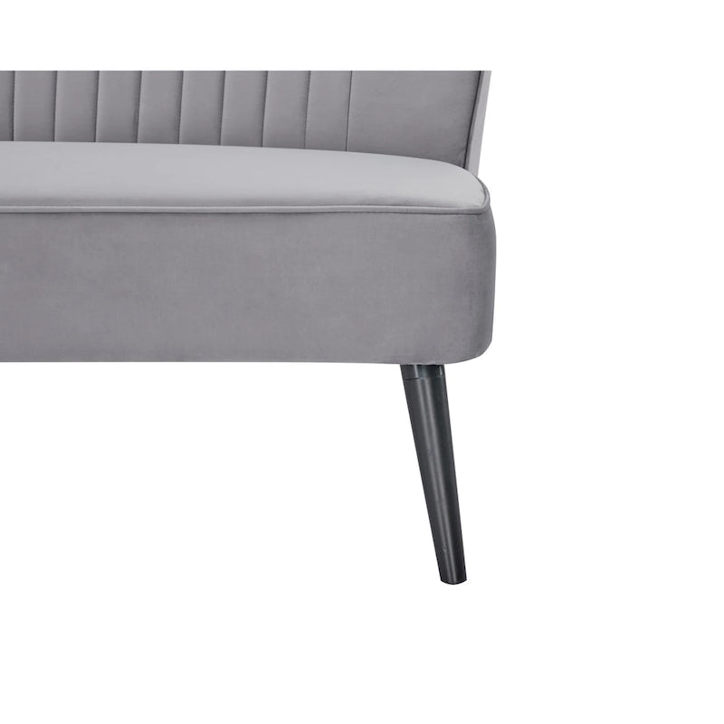 Causeuse canapé moderne du milieu du siècle sans accoudoirs en velours polyester avec pieds en bouleau massif – 132 cm