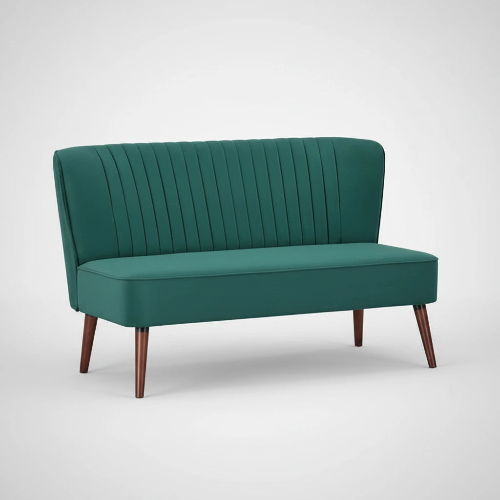 Causeuse canapé moderne du milieu du siècle sans accoudoirs en velours polyester avec pieds en bouleau massif – 132 cm