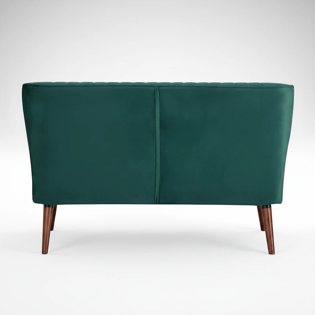 Causeuse canapé moderne du milieu du siècle sans accoudoirs en velours polyester avec pieds en bouleau massif – 132 cm