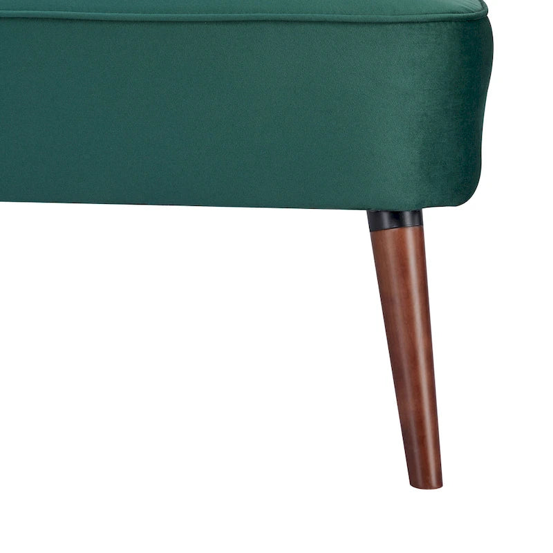 Causeuse canapé moderne du milieu du siècle sans accoudoirs en velours polyester avec pieds en bouleau massif – 132 cm