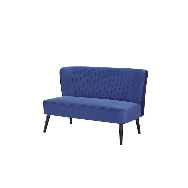 Causeuse canapé moderne du milieu du siècle sans accoudoirs en velours polyester avec pieds en bouleau massif – 132 cm