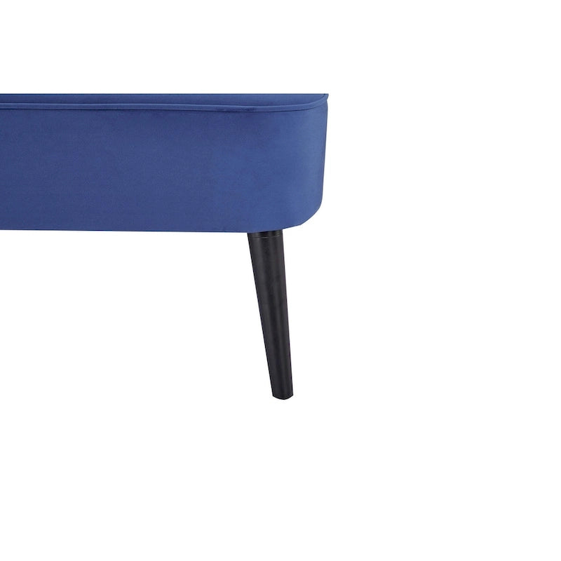 Causeuse canapé moderne du milieu du siècle sans accoudoirs en velours polyester avec pieds en bouleau massif – 132 cm