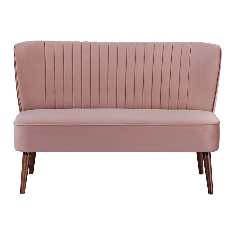 Causeuse canapé moderne du milieu du siècle sans accoudoirs en velours polyester avec pieds en bouleau massif – 132 cm