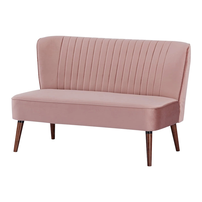 Causeuse canapé moderne du milieu du siècle sans accoudoirs en velours polyester avec pieds en bouleau massif – 132 cm