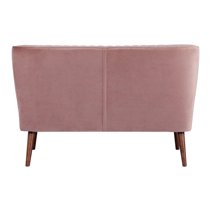 Causeuse canapé moderne du milieu du siècle sans accoudoirs en velours polyester avec pieds en bouleau massif – 132 cm