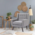 Fauteuil moderne en lin touffeté avec accoudoirs