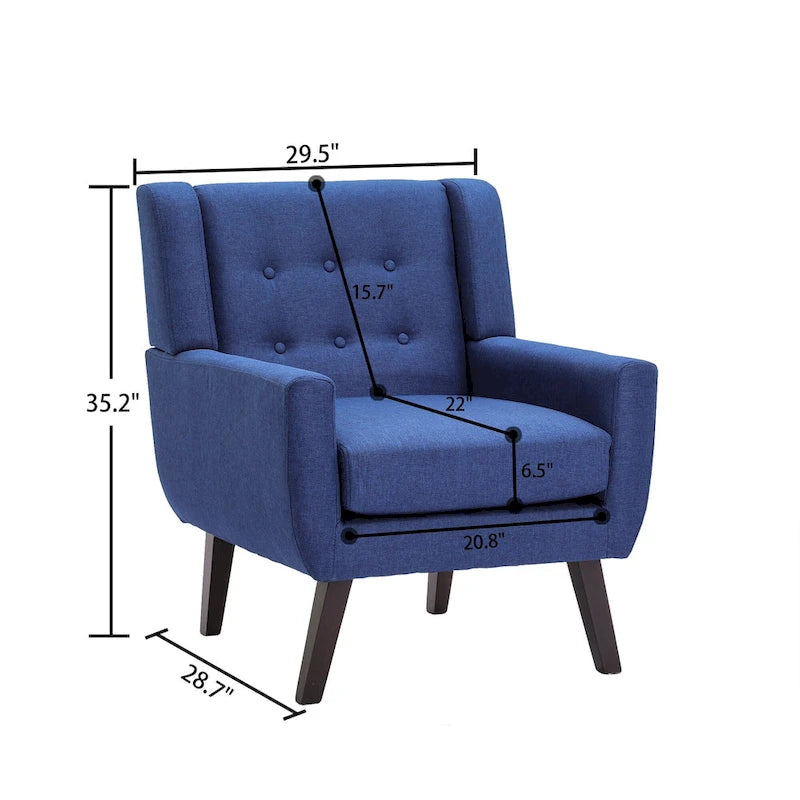 Fauteuil moderne en lin touffeté avec accoudoirs