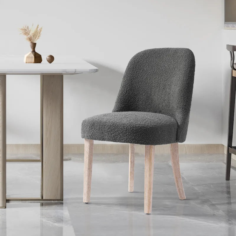 Chaise d'appoint rembourrée en boucle résistante à l'eau et aux taches avec cadre en bois massif et siège en mousse