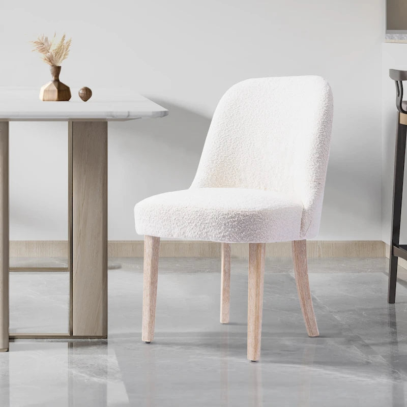 Chaise d'appoint rembourrée en boucle résistante à l'eau et aux taches avec cadre en bois massif et siège en mousse