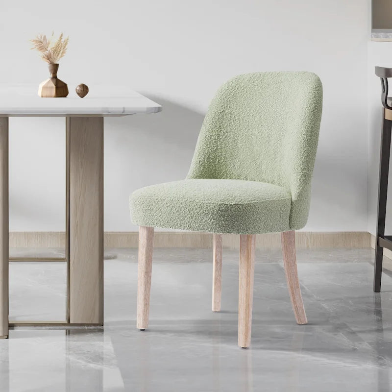Chaise d'appoint rembourrée en boucle résistante à l'eau et aux taches avec cadre en bois massif et siège en mousse