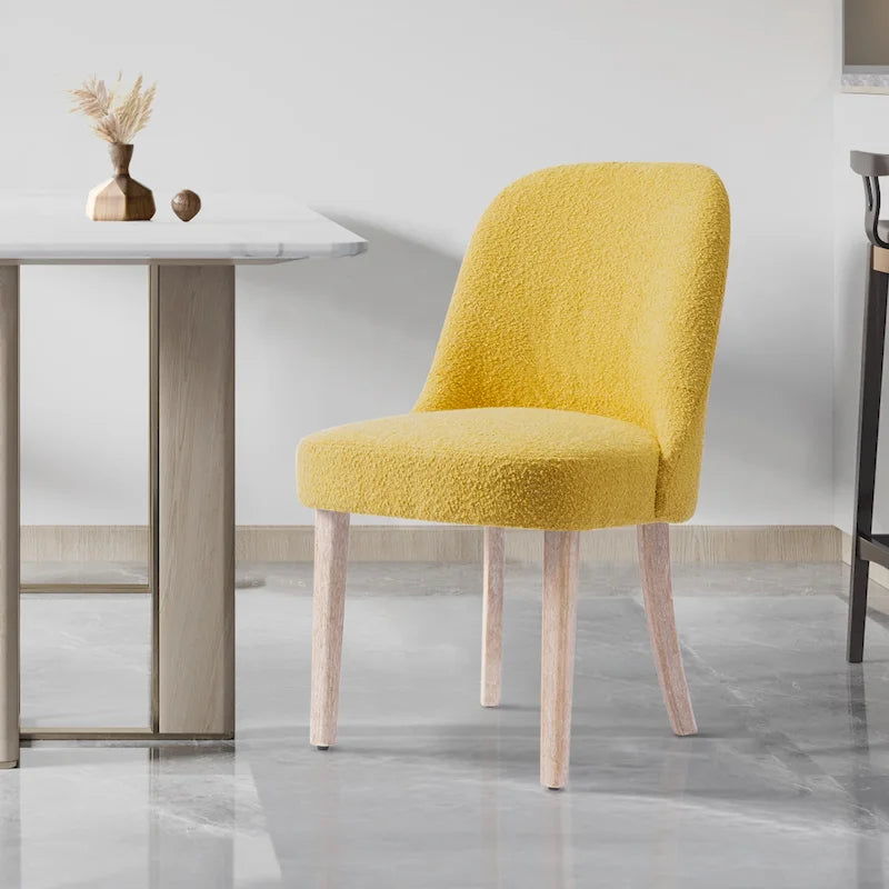 Chaise d'appoint rembourrée en boucle résistante à l'eau et aux taches avec cadre en bois massif et siège en mousse