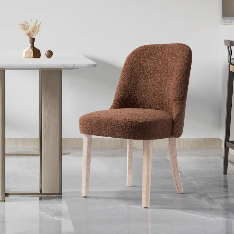 Chaise d'appoint rembourrée en boucle résistante à l'eau et aux taches avec cadre en bois massif et siège en mousse