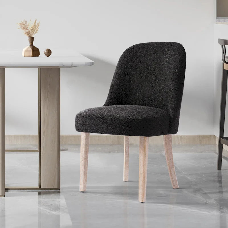 Chaise d'appoint rembourrée en boucle résistante à l'eau et aux taches avec cadre en bois massif et siège en mousse