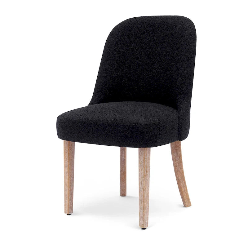 Chaise d'appoint rembourrée en boucle résistante à l'eau et aux taches avec cadre en bois massif et siège en mousse