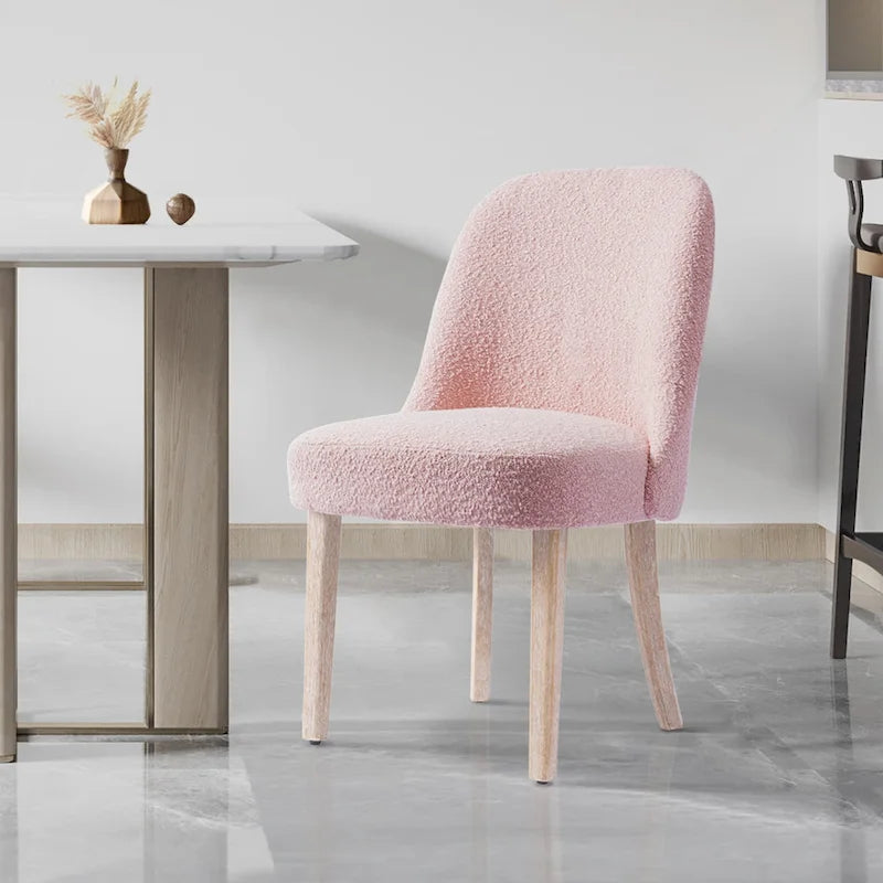 Chaise d'appoint rembourrée en boucle résistante à l'eau et aux taches avec cadre en bois massif et siège en mousse