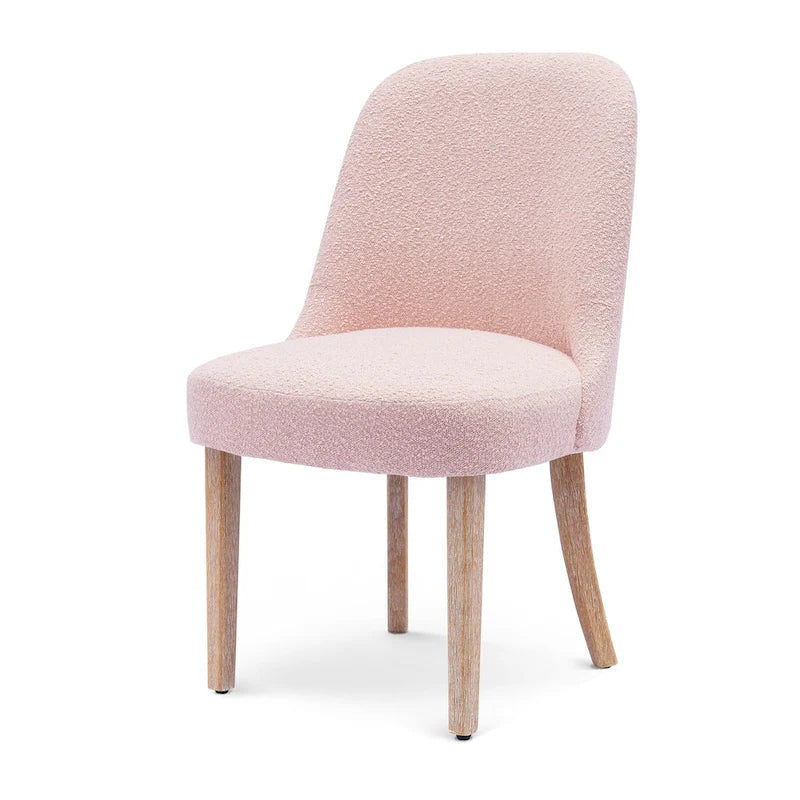 Chaise d'appoint rembourrée en boucle résistante à l'eau et aux taches avec cadre en bois massif et siège en mousse