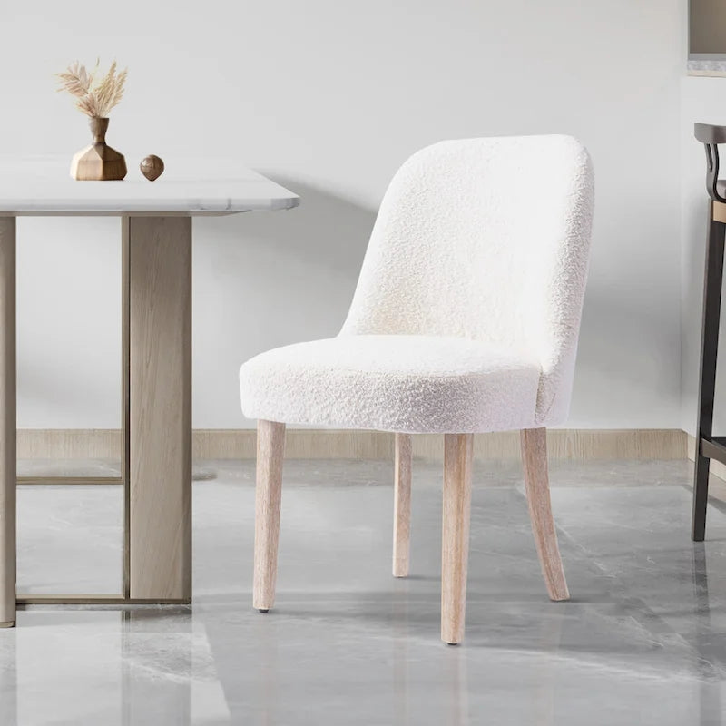 Chaise d'appoint rembourrée en boucle résistante à l'eau et aux taches avec cadre en bois massif et siège en mousse