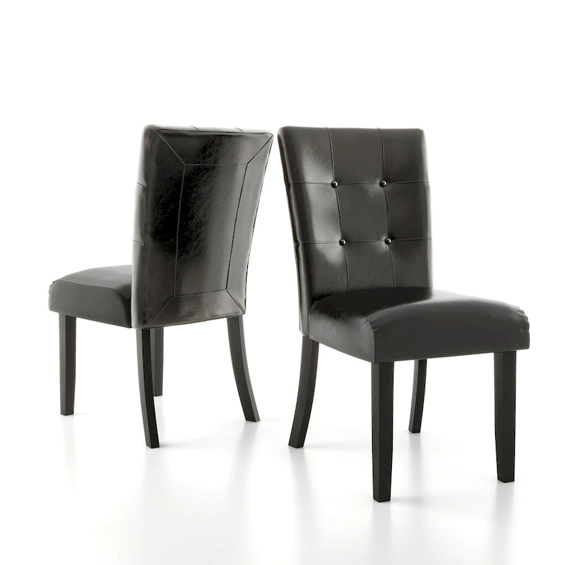 Chaises d'appoint capitonnées en similicuir expresso contemporain (Lot de 2)