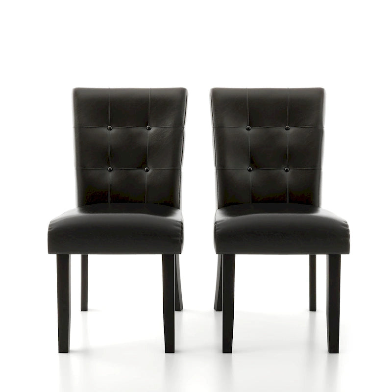 Chaises d'appoint capitonnées en similicuir expresso contemporain (Lot de 2)