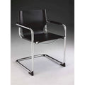 Chaise de salle à manger en cuir noir avec cadre chromé (lot de 2)