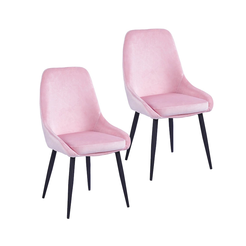 Lot de 2 chaises de salle à manger en velours de style Mid-Century avec pieds en acier thermolaqué, capacité de 120 kg