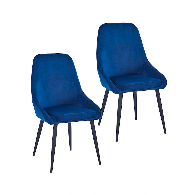 Lot de 2 chaises de salle à manger en velours de style Mid-Century avec pieds en acier thermolaqué, capacité de 120 kg