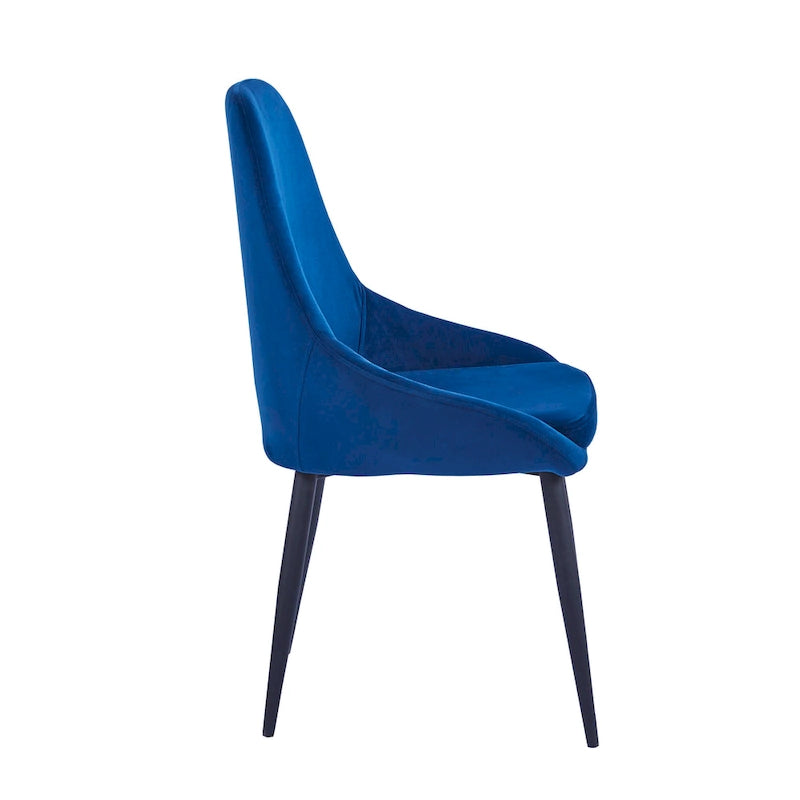 Lot de 2 chaises de salle à manger en velours de style Mid-Century avec pieds en acier thermolaqué, capacité de 120 kg