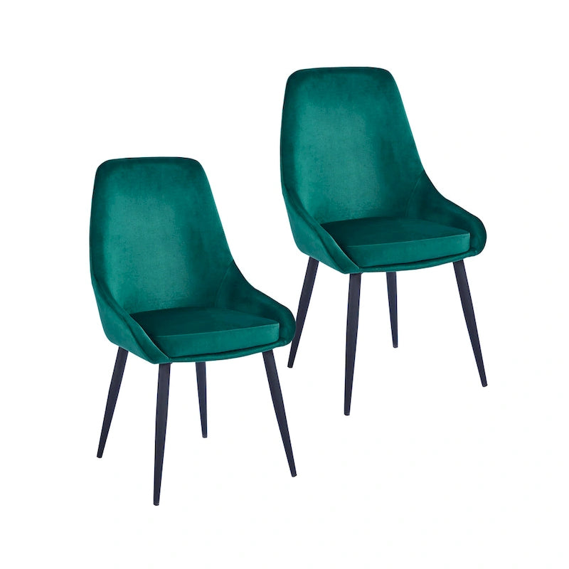 Lot de 2 chaises de salle à manger en velours de style Mid-Century avec pieds en acier thermolaqué, capacité de 120 kg